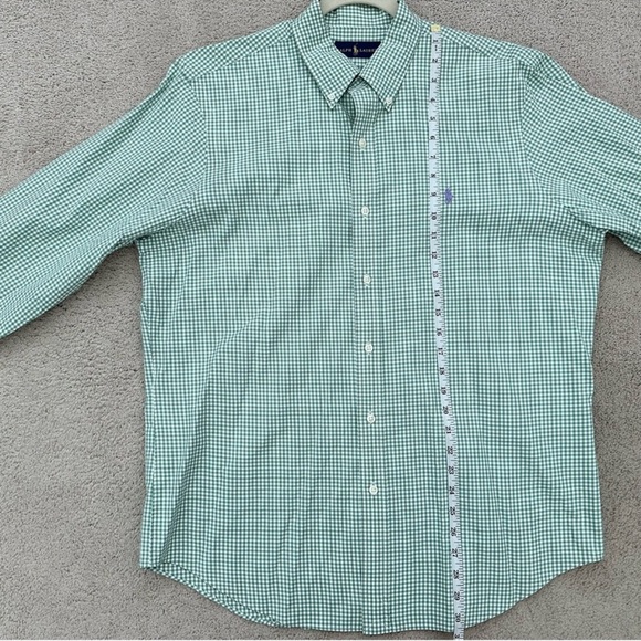 Ralph Lauren Oversized Green & White Checkered Gingham Oxford Shirt Purple Polo - Picture 11 of 16